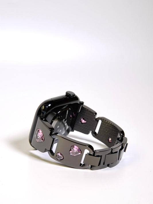 Metallic Shiny Heart Crystal Watch Band