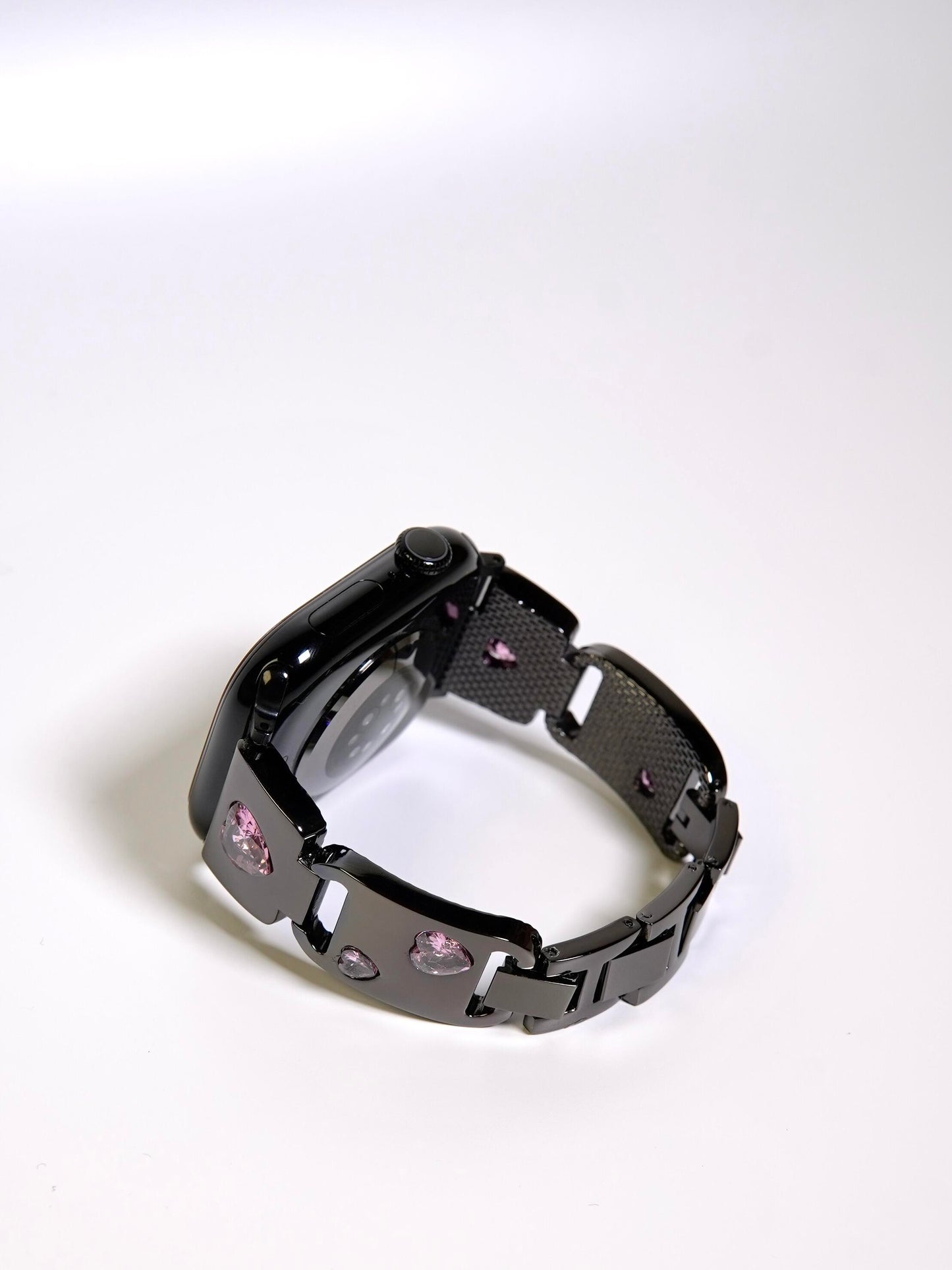 Metallic Shiny Heart Crystal Watch Band