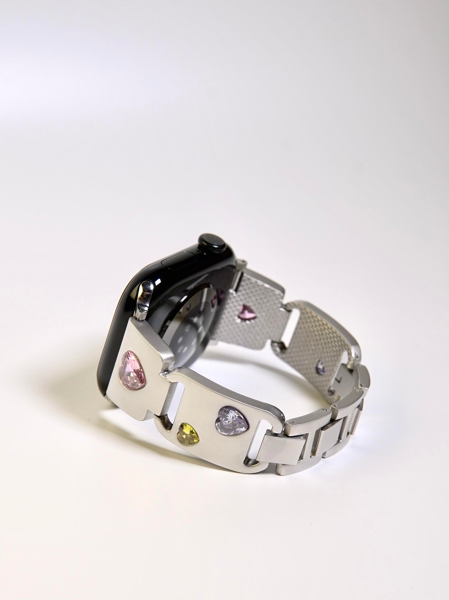 Metallic Shiny Heart Crystal Watch Band