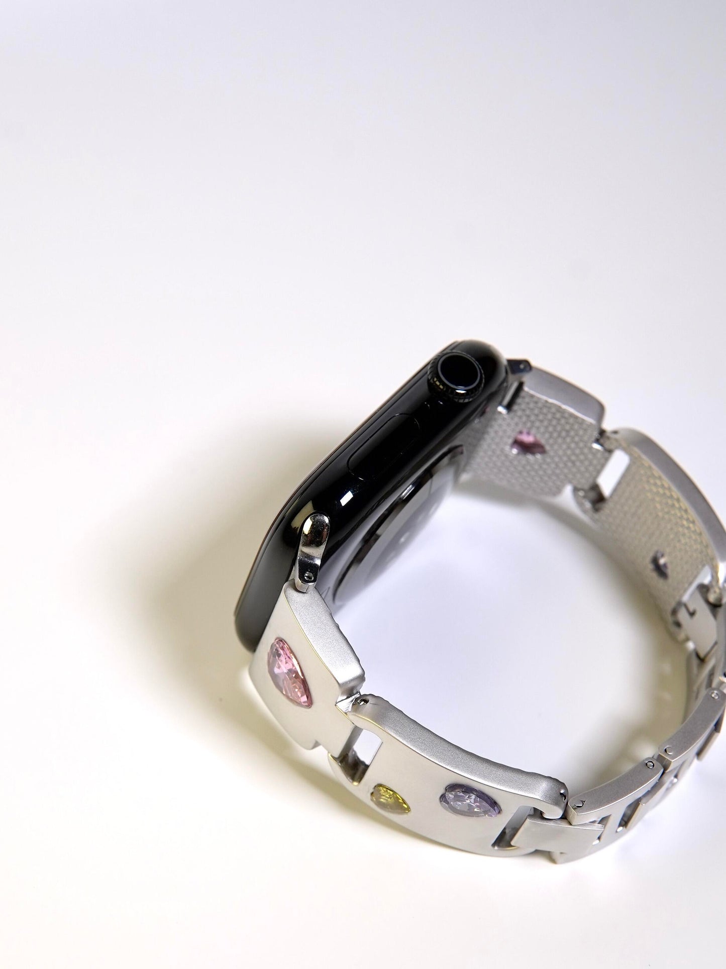 Metallic Shiny Heart Crystal Watch Band