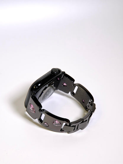 Metallic Shiny Heart Crystal Watch Band